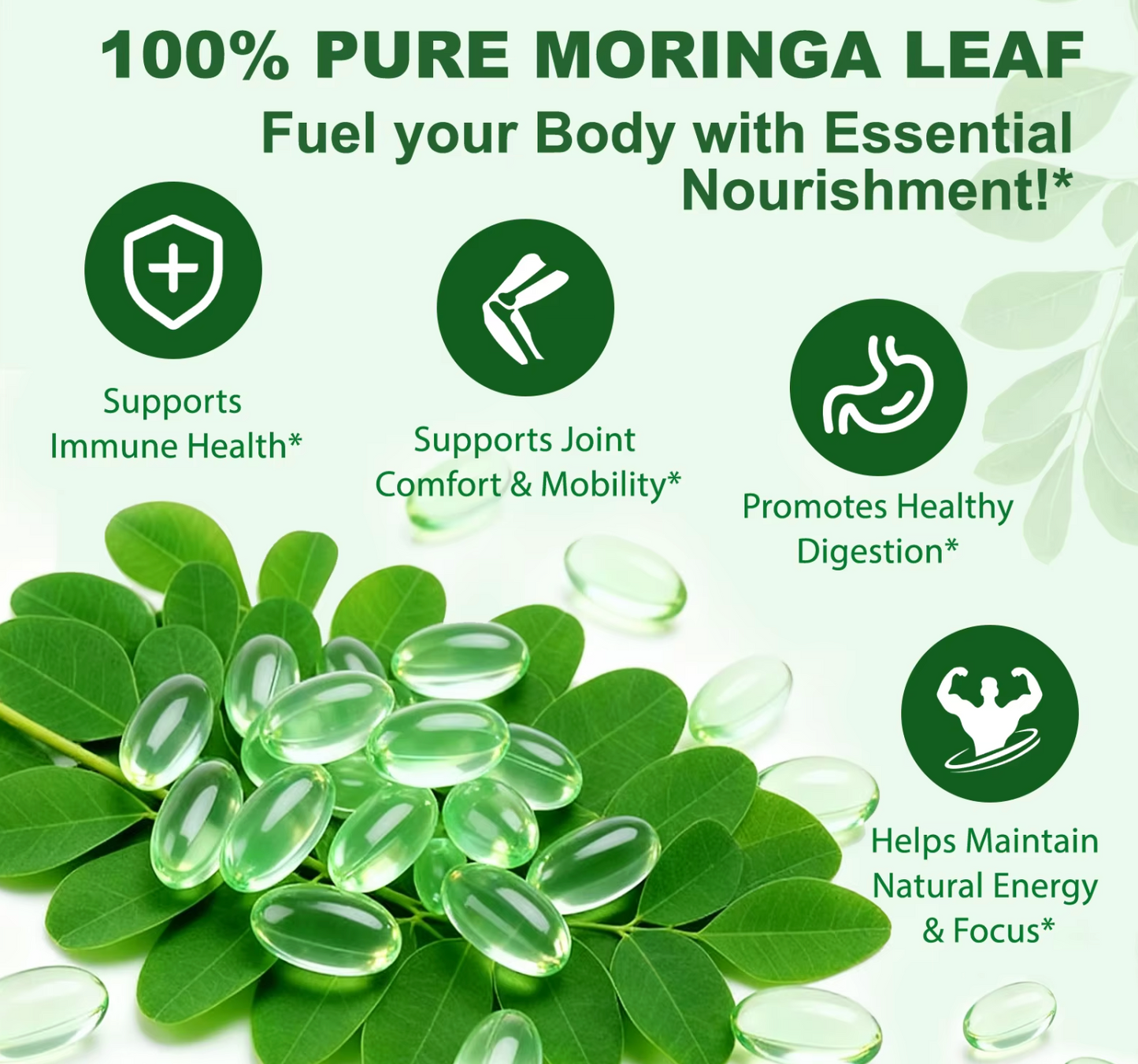 Pure Moringa Leaf Softgels Capsules